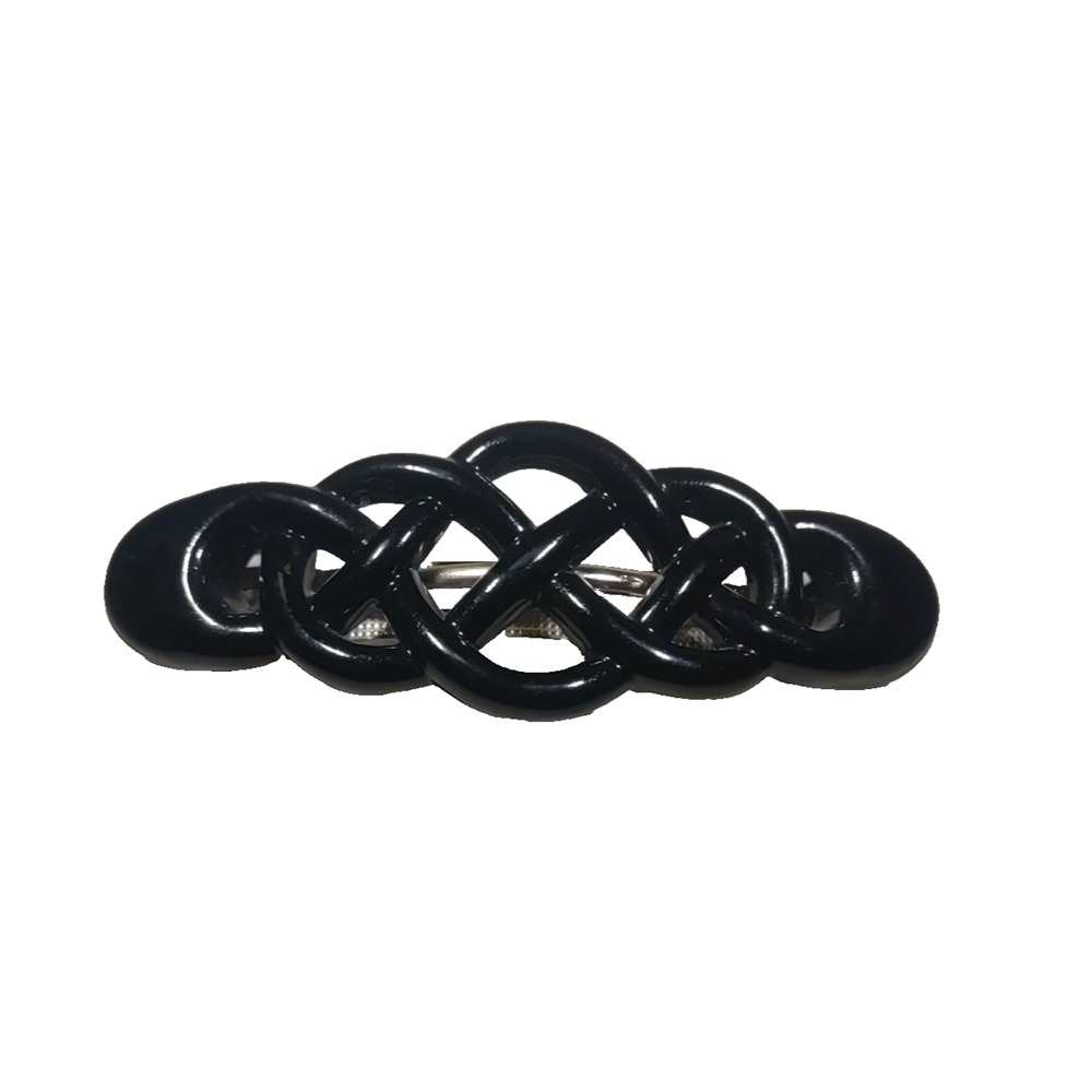 Black Plastic Hair Barrette Tension Clip Braid